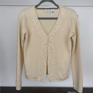 Liz Claiborne Beige Sequin Cardigan